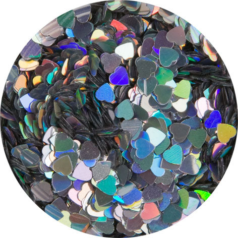 12 g Holographischer Streu Glitzer "Silber Herzen"