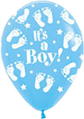 Sempertex 039 It's A Boy Footprint Light Blue 12cm 5 Inch Latex Luftballons