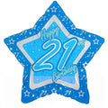 21. Geburtstag Stern Folienballon 45cm 18"
