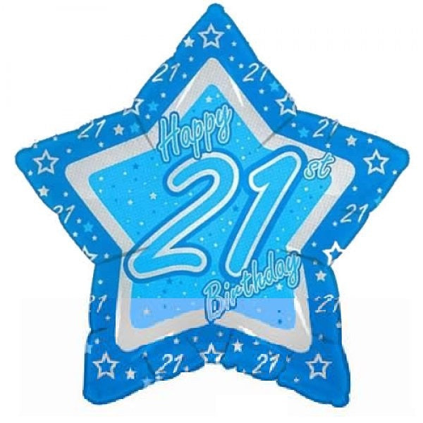 21. Geburtstag Stern Folienballon 45cm 18"