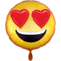 3D Emoticon Smile Face gelb Emoji with Heart Eyes Folienballon 71cm 28''