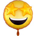 3D Emoticon Smileface gelb Emoji with Star Eyes Folienballon 71cm 28''