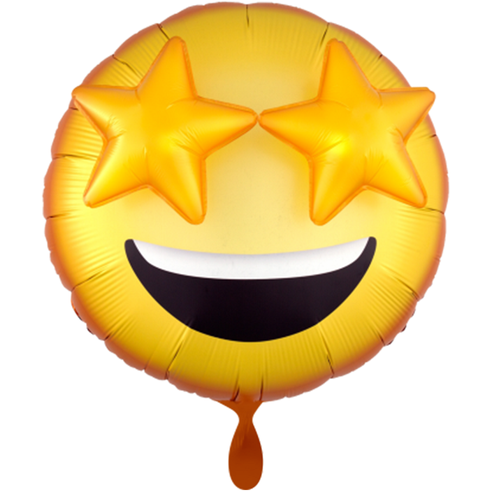 3D Emoticon Smileface gelb Emoji with Star Eyes Folienballon 71cm 28''