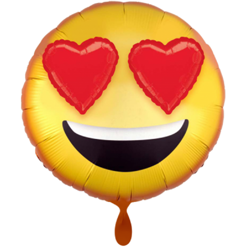 3D Emoticon Smile Face gelb Emoji with Heart Eyes Folienballon 71cm 28''