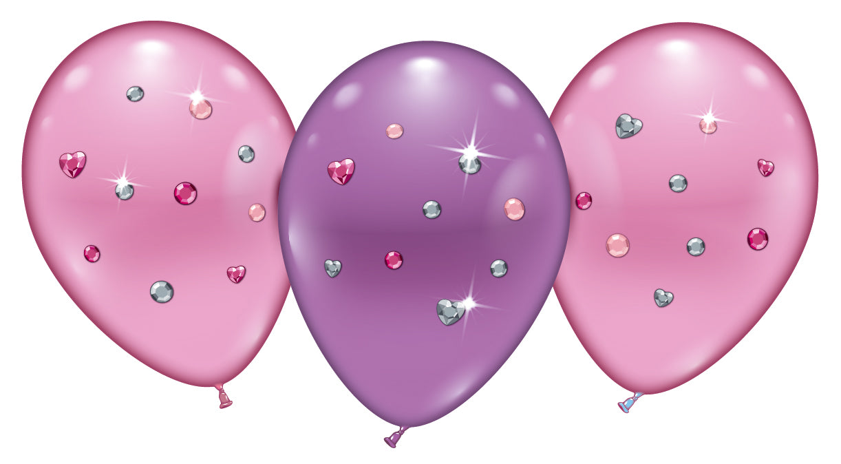4 Ballons Pink Jewels Latex Luftballon ca. 23cm