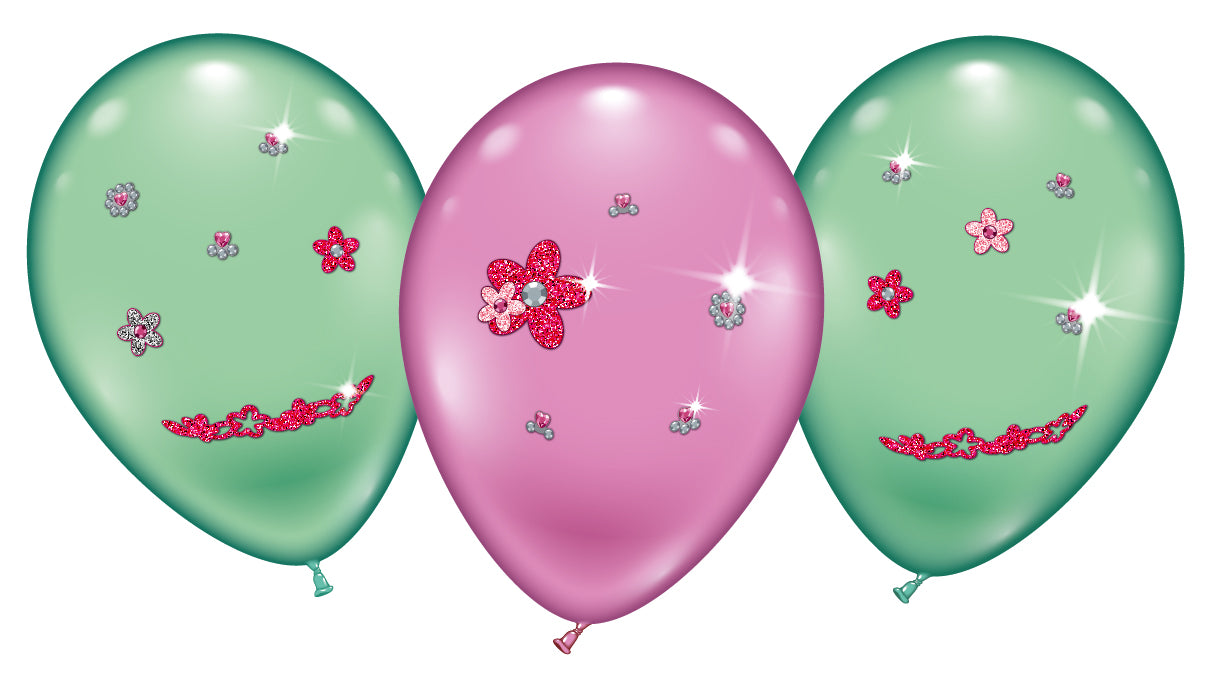 4 Ballons Flower Jewels Latex Luftballon ca- 23cm