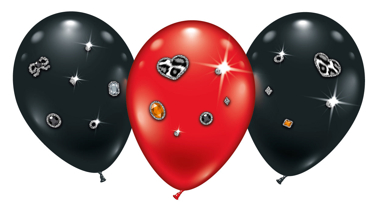 4 Ballons Leopard Heart Jewels Latex Luftballon ca. 23cm