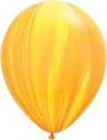Qualatex SuperAgate Yellow Orange Rainbow Regenbogen Gelb Orange marmoriert 27,5cm 11" Latex Luftbal