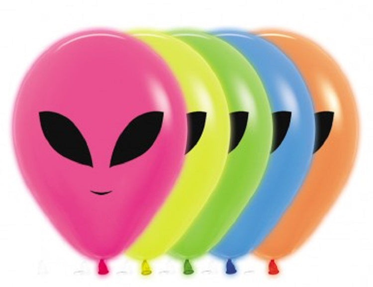 Alien 200 Neon Assortment 12,5cm 5" Latex Luftballons Sempertex 50 Stück