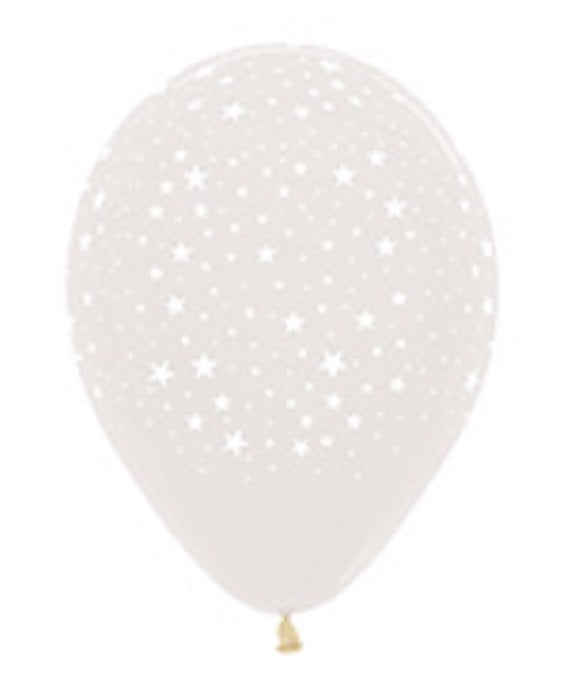 All over Stars Weiß 390 Crystal Clear 12,5cm 5" Latex Luftballons Sempertex 50 Stück