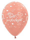 Alles Gute zur Hochzeit Herzen 568 Metallic Rose Gold 30cm 12 Inch Latex Luftballons Sempertex