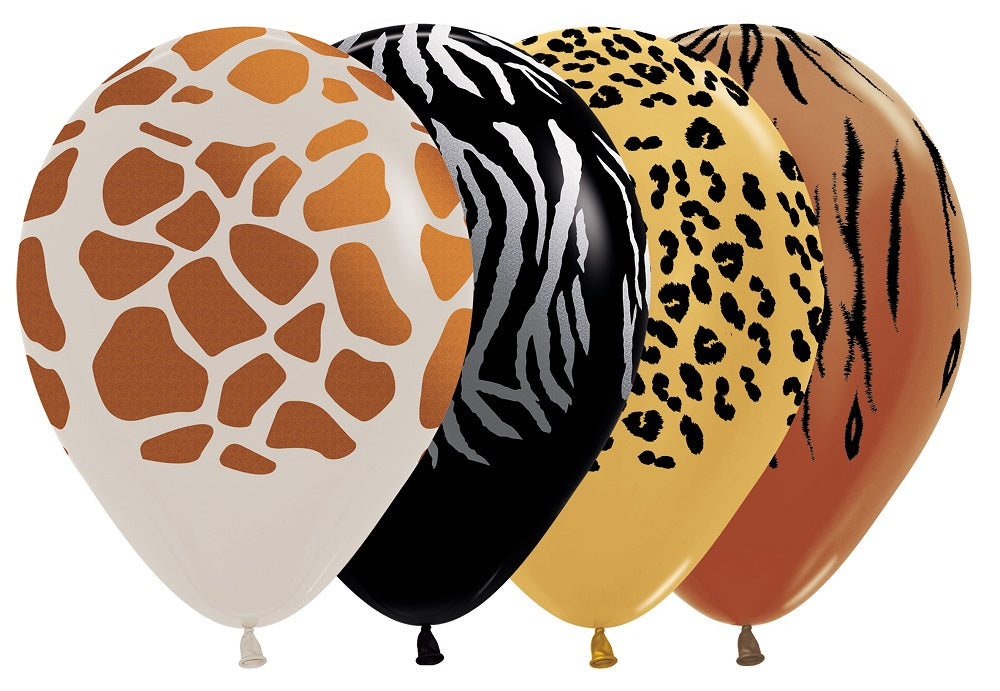Animal Print Metallic Ink Assortment 12,5cm 5" Latex Luftballons Sempertex 50 Stück