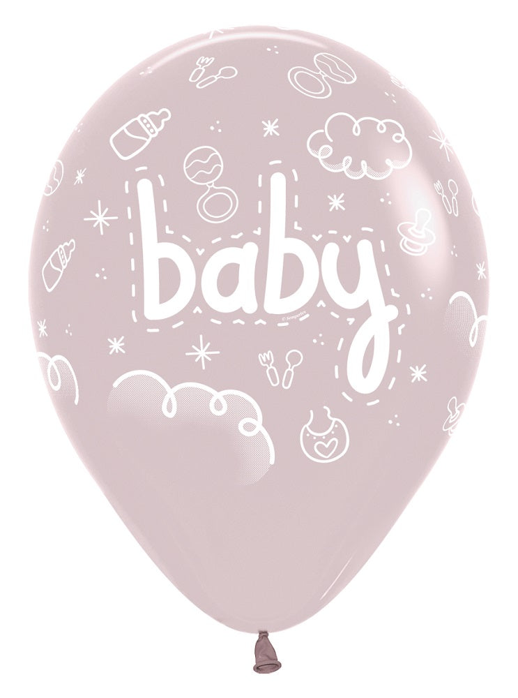 All over Baby 110 Pastel Dusk Rose 30cm 12 Inch Latex Luftballons Sempertex