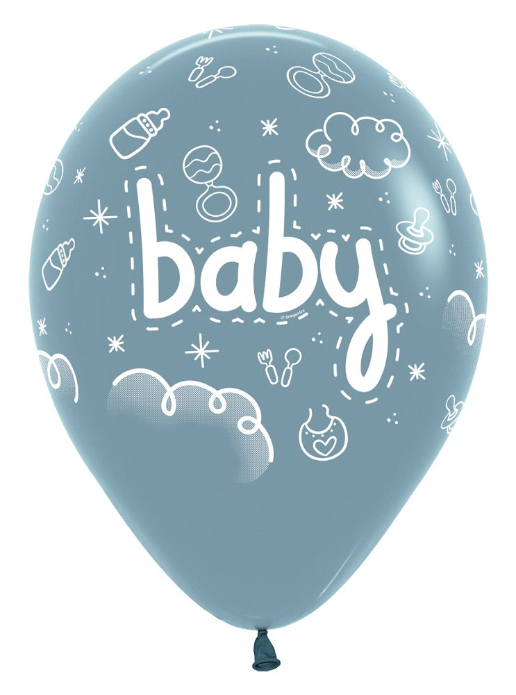 Baby 140 Pastel Dusk Blue 30cm 12" Latex Luftballons Sempertex