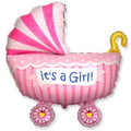 Baby Buggy Rosa Kinderwagen Folienballon 89 x 74cm