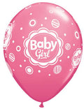 Baby Girl Dots Rose 27,5cm 11" Latex Luftballons Qualatex