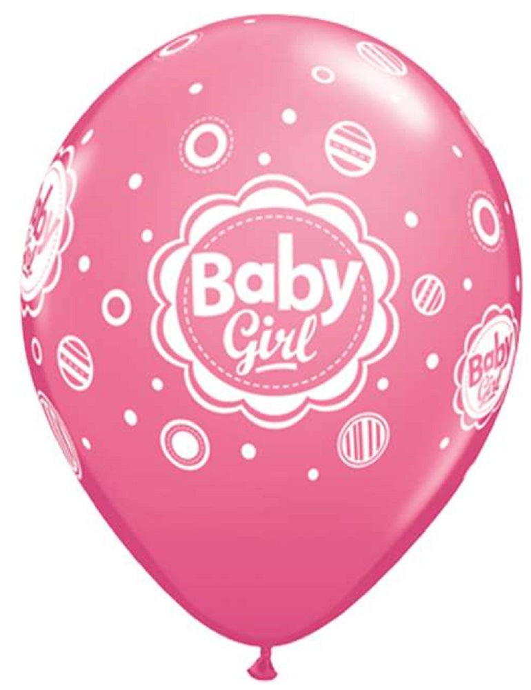 Baby Girl Dots Rose 27,5cm 11" Latex Luftballons Qualatex