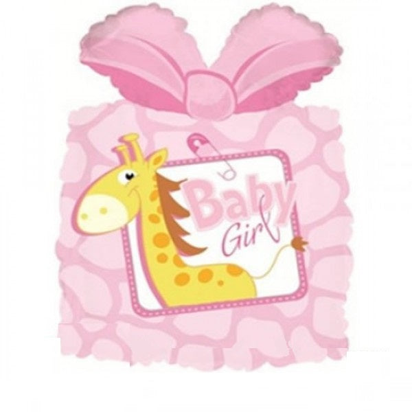 Baby Girl Geschenk mit Giraffe Folienballon 63cm 25"