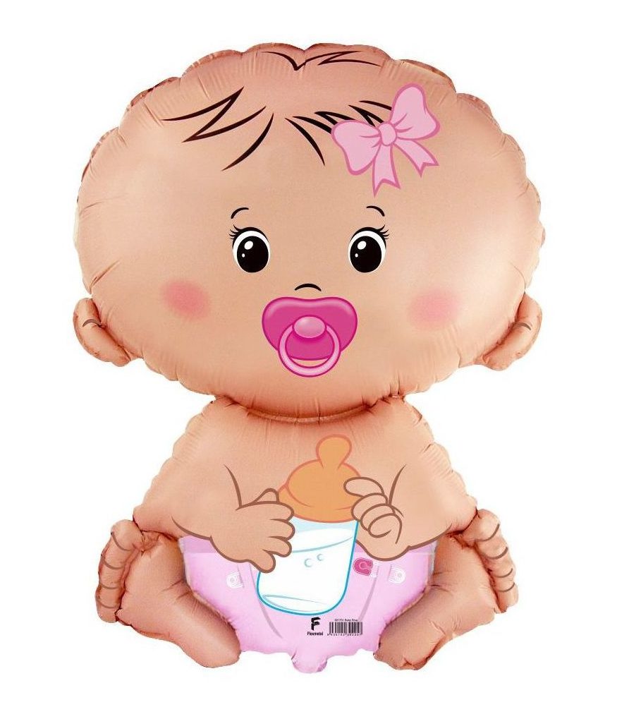 Baby Girl mit Schnuller Rosa Folienballon - 46 x 67cm