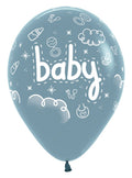 All over Baby 140 Pastel Dusk Blue 30cm 12 Inch Latex Luftballons Sempertex