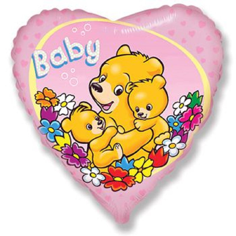 Baby Girl Bär Rosa Herz Folienballon 45cm 18 Inch