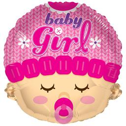 Baby Girl mit Mütze Folienballon 45cm