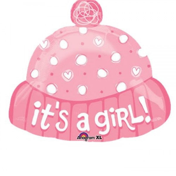 Baby Mütze rosa Folienballon 45cm 18"