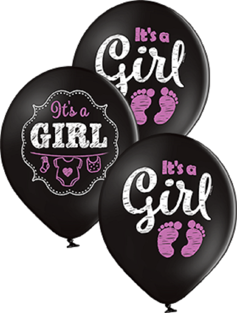 It´s a Girl Pastel Black Schwarz 30cm 12" Latex Luftballons Belbal