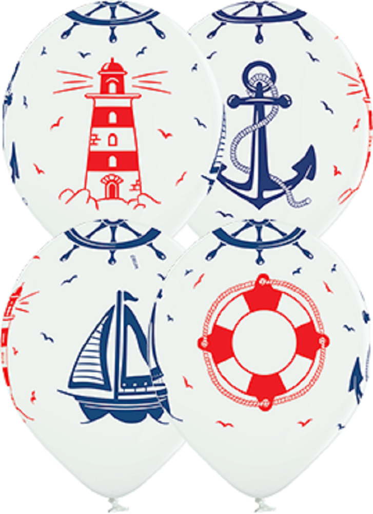 Marine Anker Schiff Leuchtturm Rettungsring 30cm 12" Latex Luftballons Belbal