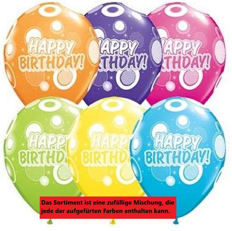 Birthday Dots and Glitz Sortiment 27,5cm 11" Latex Luftballons Qualatex