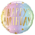 Happy Birthday Pastel Ombre and Stars Folienballon 46cm 18''