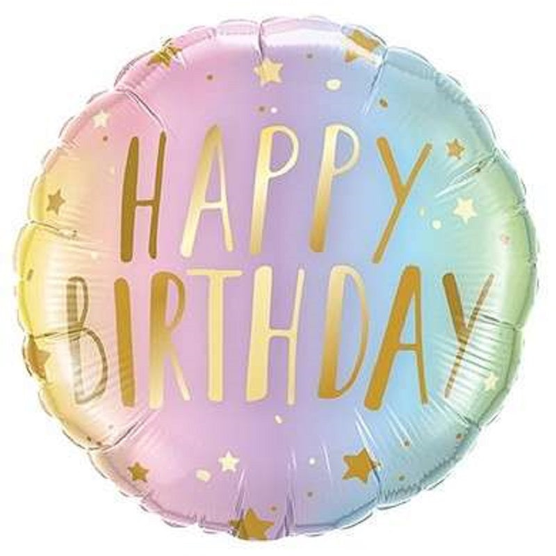 Happy Birthday Pastel Ombre and Stars Folienballon 46cm 18''
