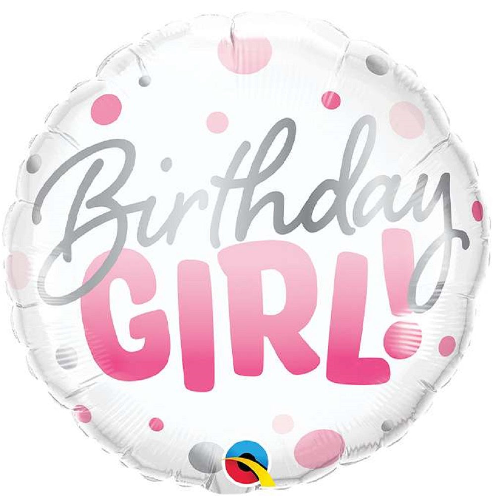 Birthday Girl Pink Dots Folienballon 46cm 18''