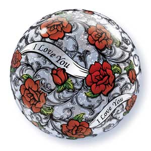 Qualatex Bubble I Love You Red Rose Filigree Valentinstag 22" 56cm Luftballon
