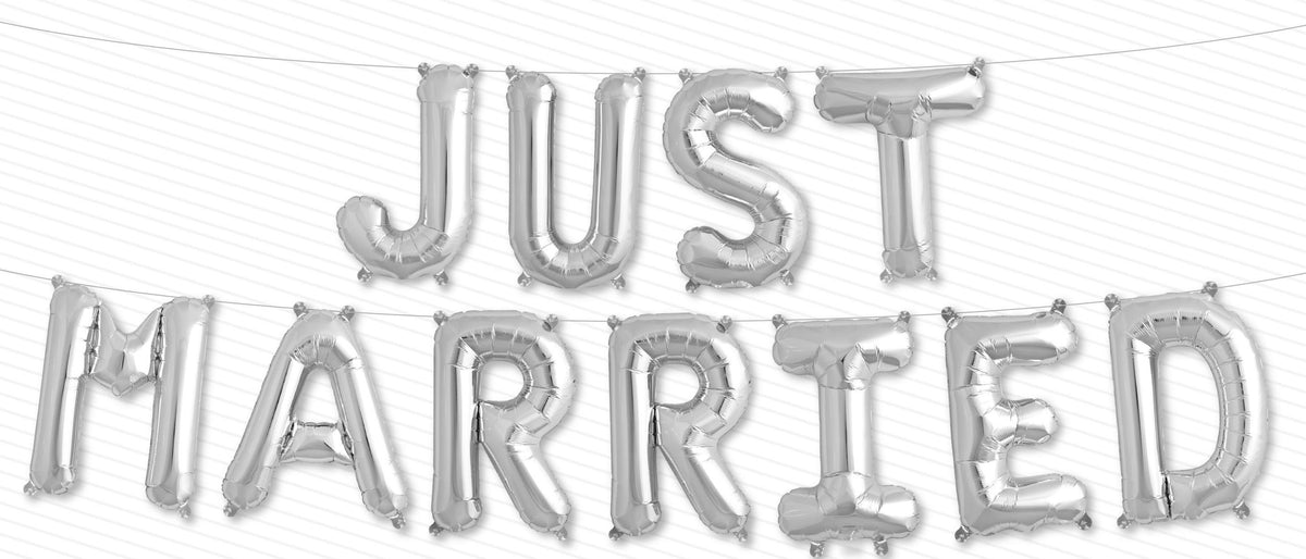 Buchstaben Folienballon Set silber JUST MARRIED