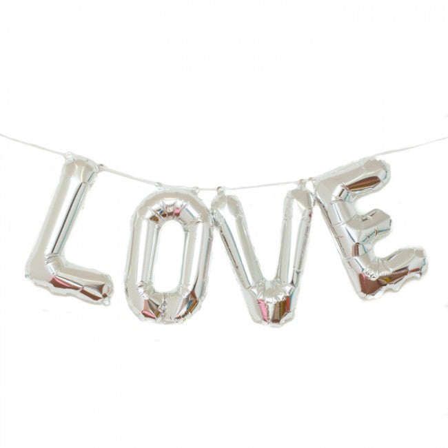 Buchstaben Folienballon Set silber LOVE 41cm