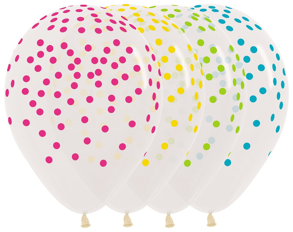 Confetti Assortment Crystal Clear 30cm 12" Latex Luftballons Sempertex