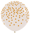 Confetti Gold Print 390 Crystal Clear 90cm 36 Inch Latex Luftballons Sempertex Konfetti