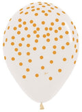 Confetti Gold Print Crystal Clear 30cm 12" Latex Luftballons Sempertex