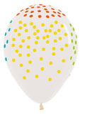 Confetti Multicolor Print Crystal Clear 30cm 12" Latex Luftballons Sempertex