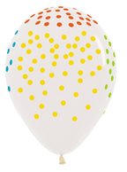 Confetti Multicolor Print Crystal Clear 30cm 12" Latex Luftballons Sempertex