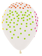 Confetti Multicolor Print Crystal Clear 30cm 12" Latex Luftballons Sempertex