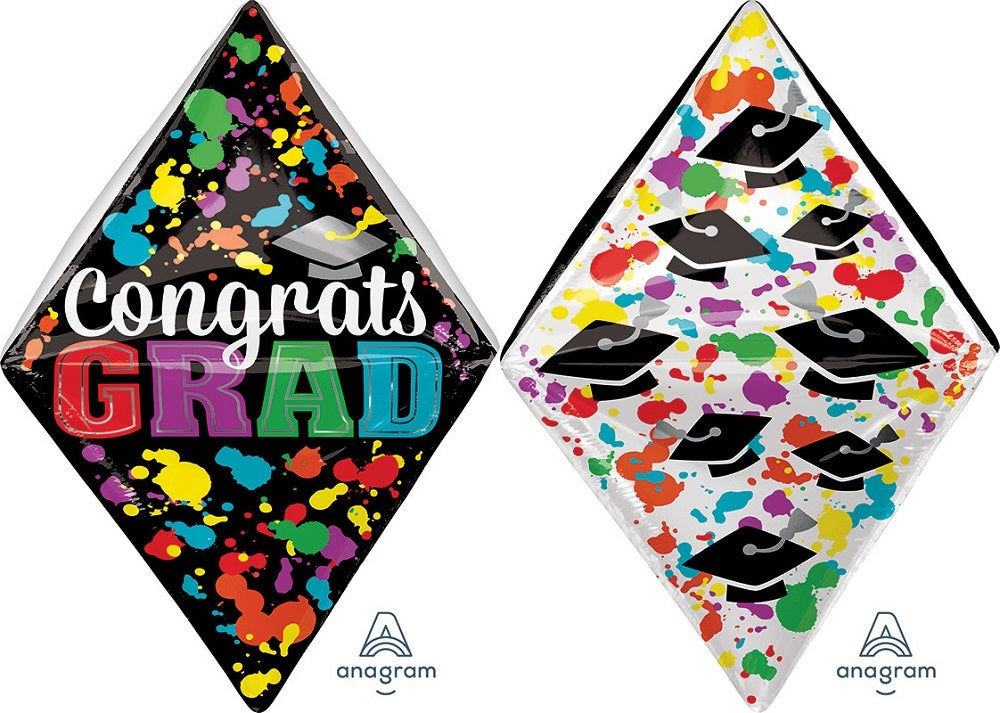 Congrats Grad Paint Splotch Angelz Folienballon 63,5cm 25''