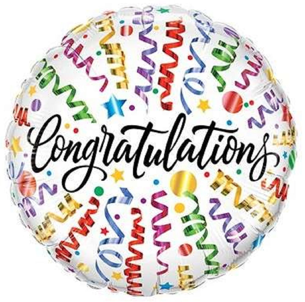 Congratulations Streamers Luftschlangen Folienballon 46cm 18''
