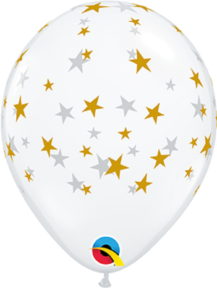Contempo Stars Gold Diamond Clear 12cm 5" Latex Luftballons Qualatex 100 Stück