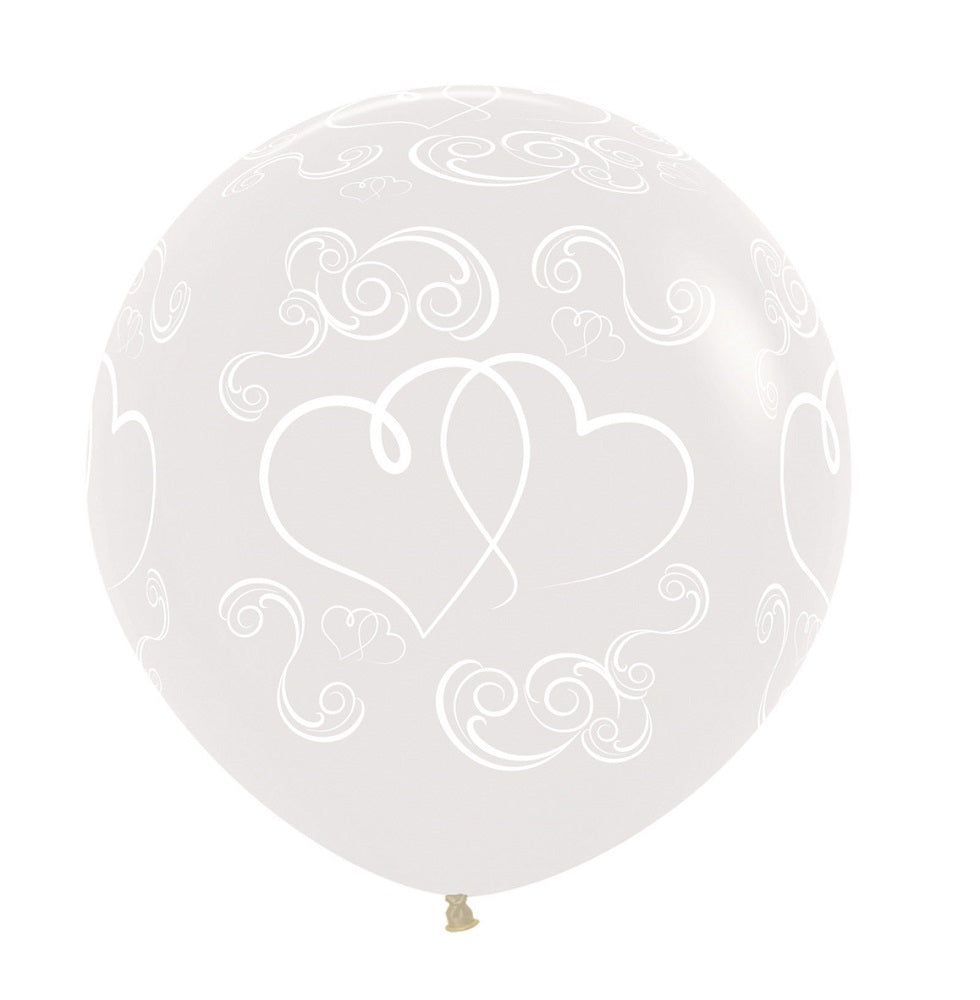Crossed Hearts 390 Crystal Clear 61cm 24" Latex Luftballons Sempertex
