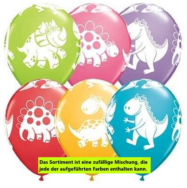 Cute and Cuddly Dinosaurs Sortiment  27,5cm 11" Latex Luftballons Qualatex