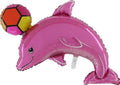 Delfin pink mit Ball Folienballon 114cm 45"