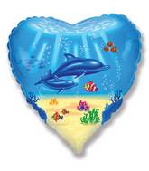 Delphin Familie Herz Folienballon 45cm