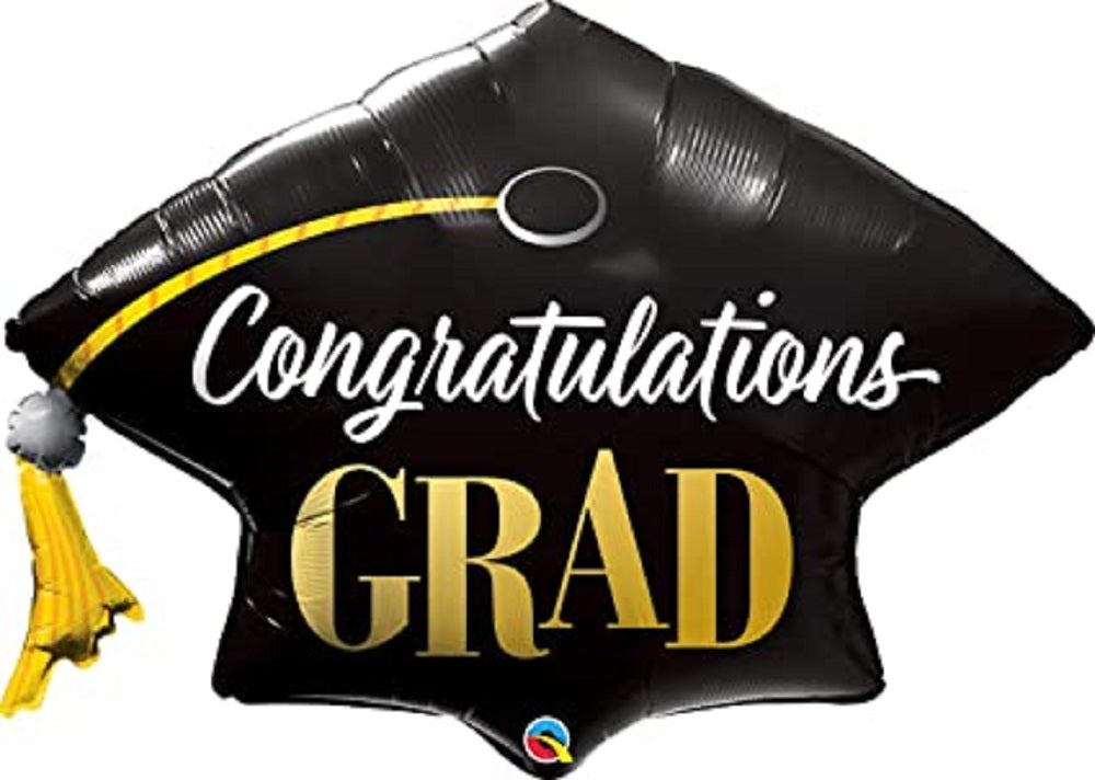 Diplom Mütze Congratulations Grad Black Folienballon 104cm 41''
